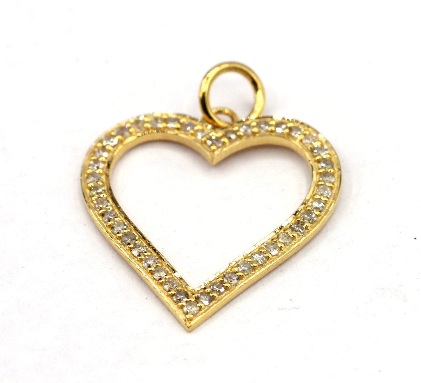 Solid 14k Gold Heart Diamond Pendants. 14k Solid Gold Diamond Pendants.