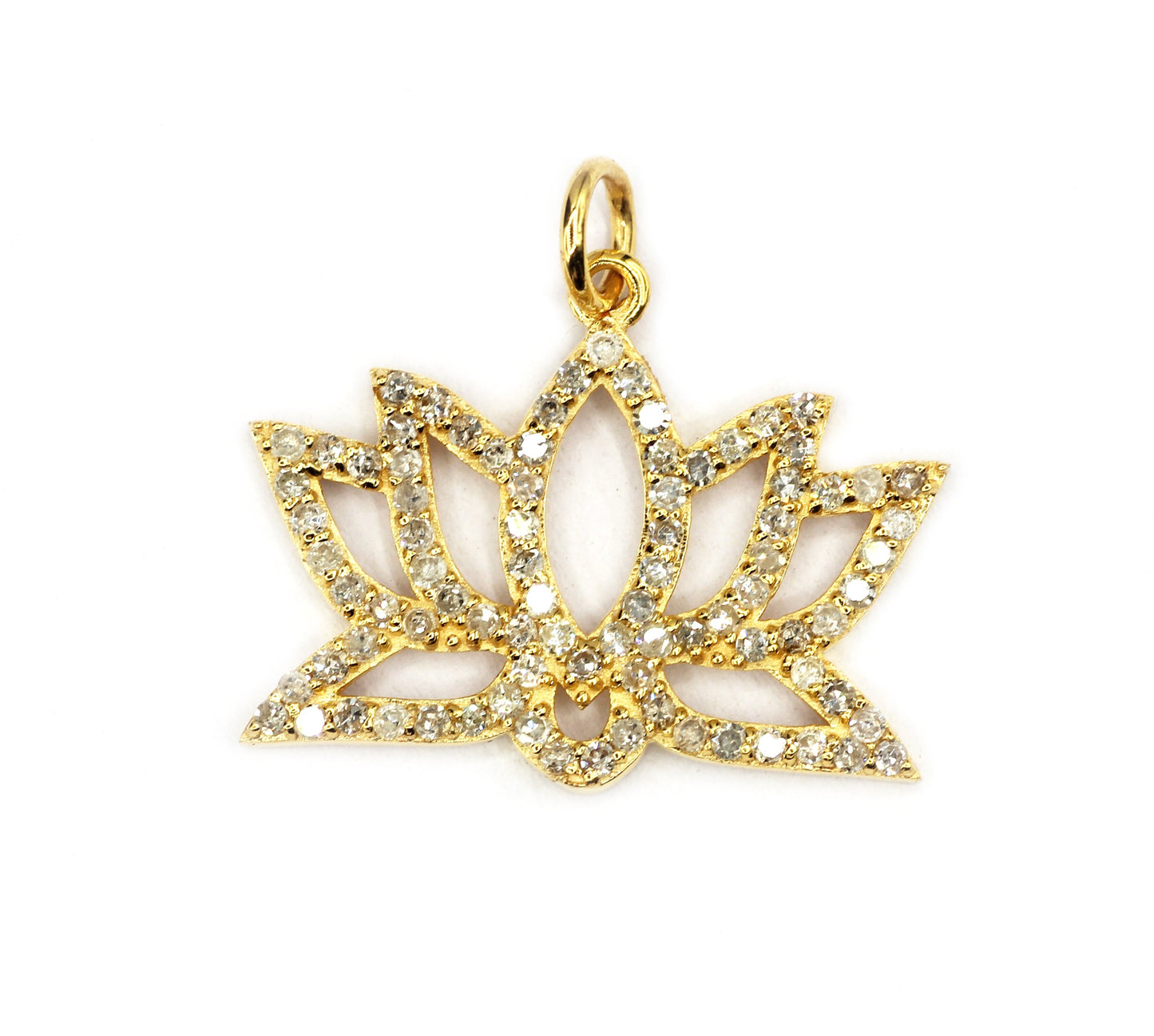 Lotus Shape 14k Solid Gold Diamond Pendants.1 4k Solid Gold Diamond Pendants.