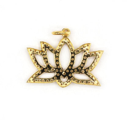 Lotus Shape 14k Solid Gold Diamond Pendants.1 4k Solid Gold Diamond Pendants.