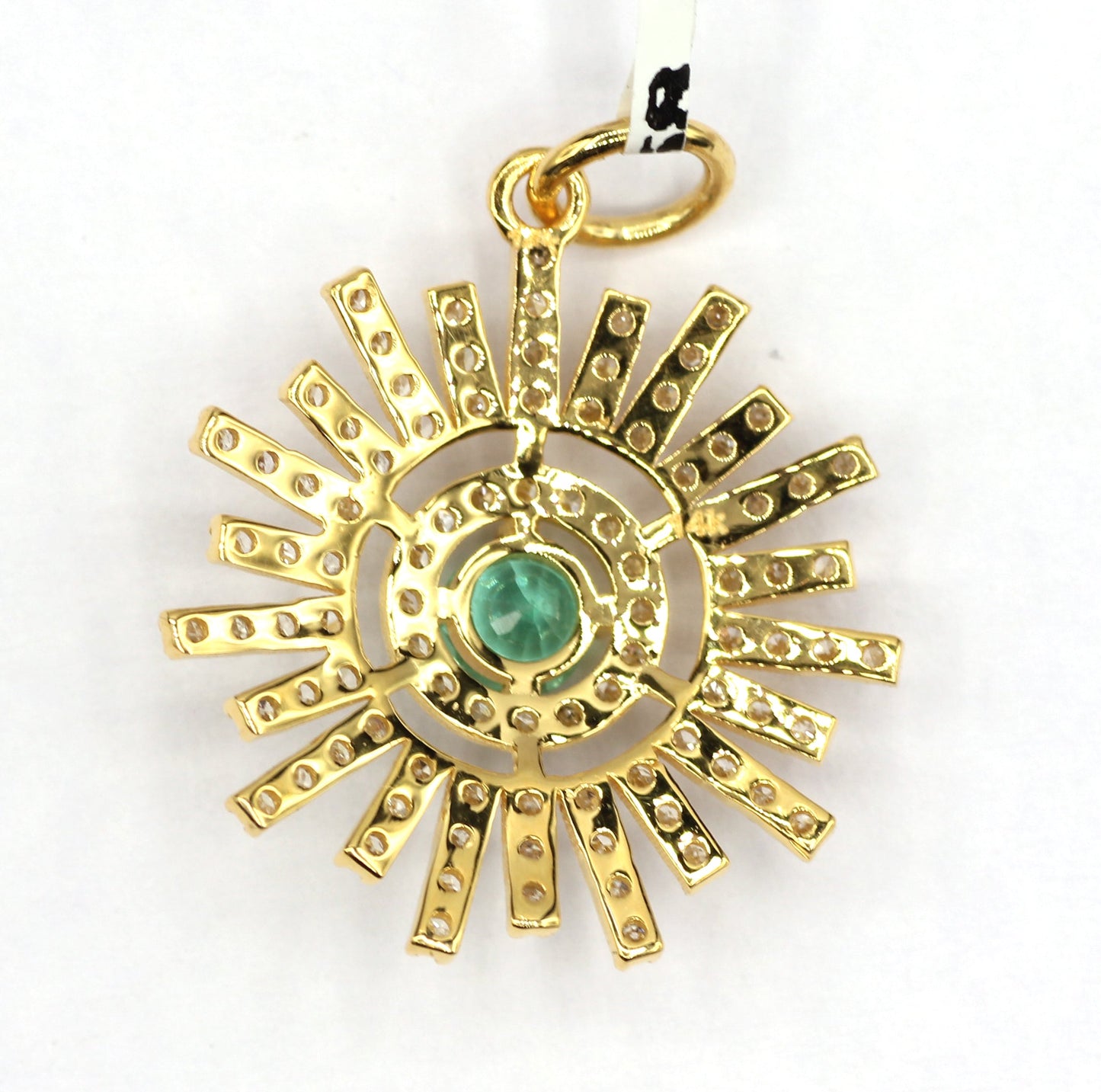 Sunburst Shape 14k Solid Gold Diamond Pendants.
