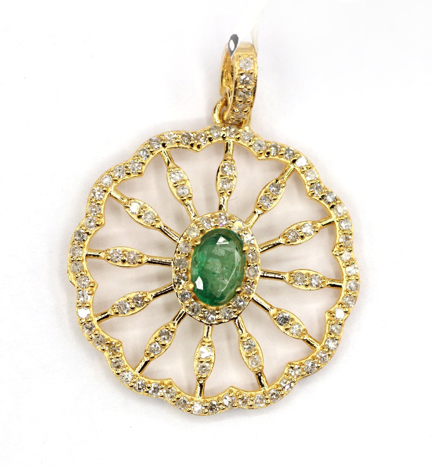 Flower Shape 14k Solid Gold Diamond Pendants.