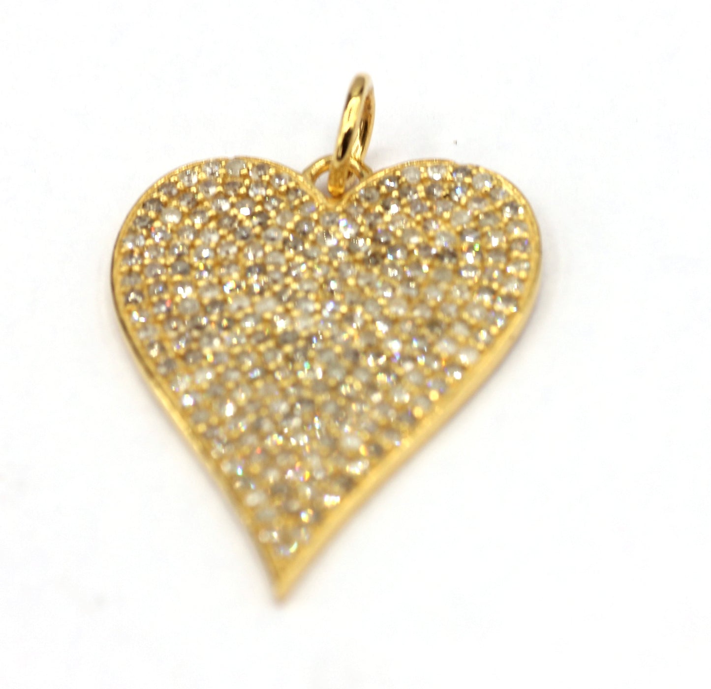 Heart Shape 14k Solid Gold Diamond Pendants.