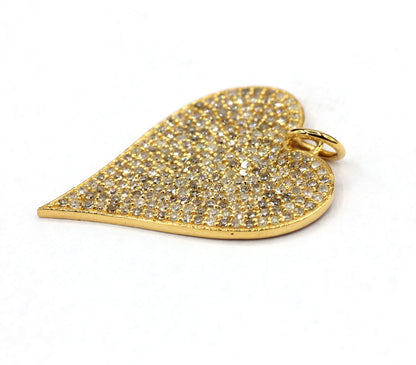 Heart Shape 14k Solid Gold Diamond Pendants.