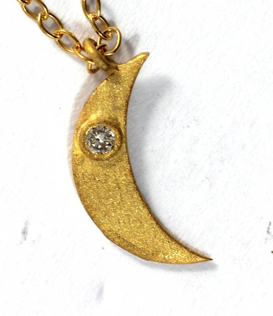Moon Diamond Pendants. Genuine handmade pave diamond Pendant.