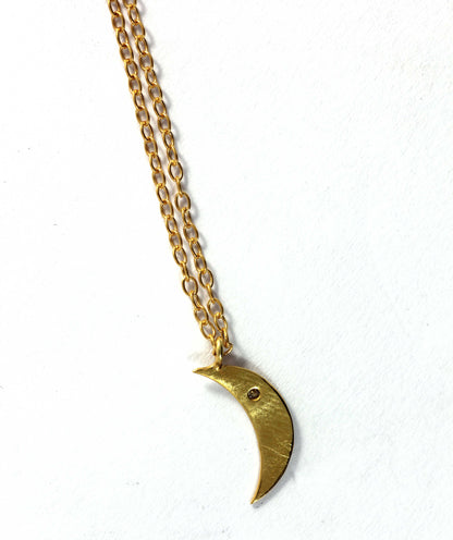 Moon Diamond Pendants. Genuine handmade pave diamond Pendant.