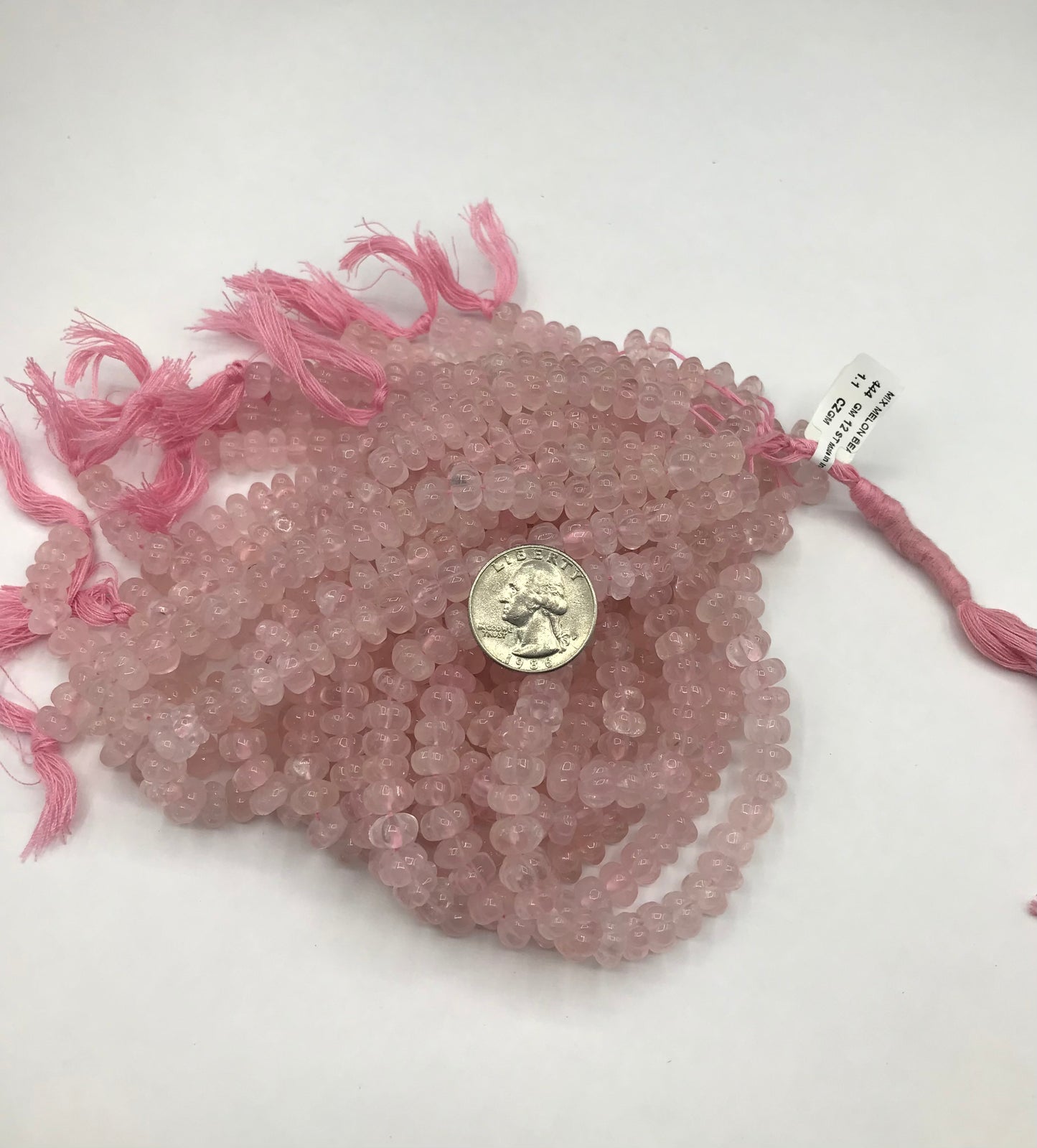 Quartz, Rose Quartz Beads Carved Melons