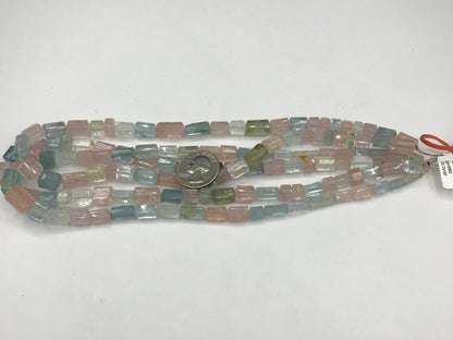 Aquamarine Multi Color Beads Faceted Tube