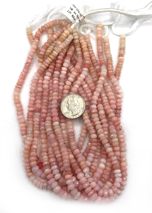 Opal, Pink Opal Roundel Beads Facetted 6 mm