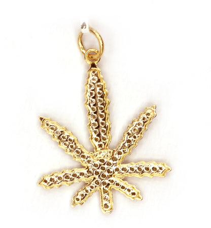 Leaf Shape 14k Solid Gold Diamond Pendants.1 4k Solid Gold Diamond Pendants.