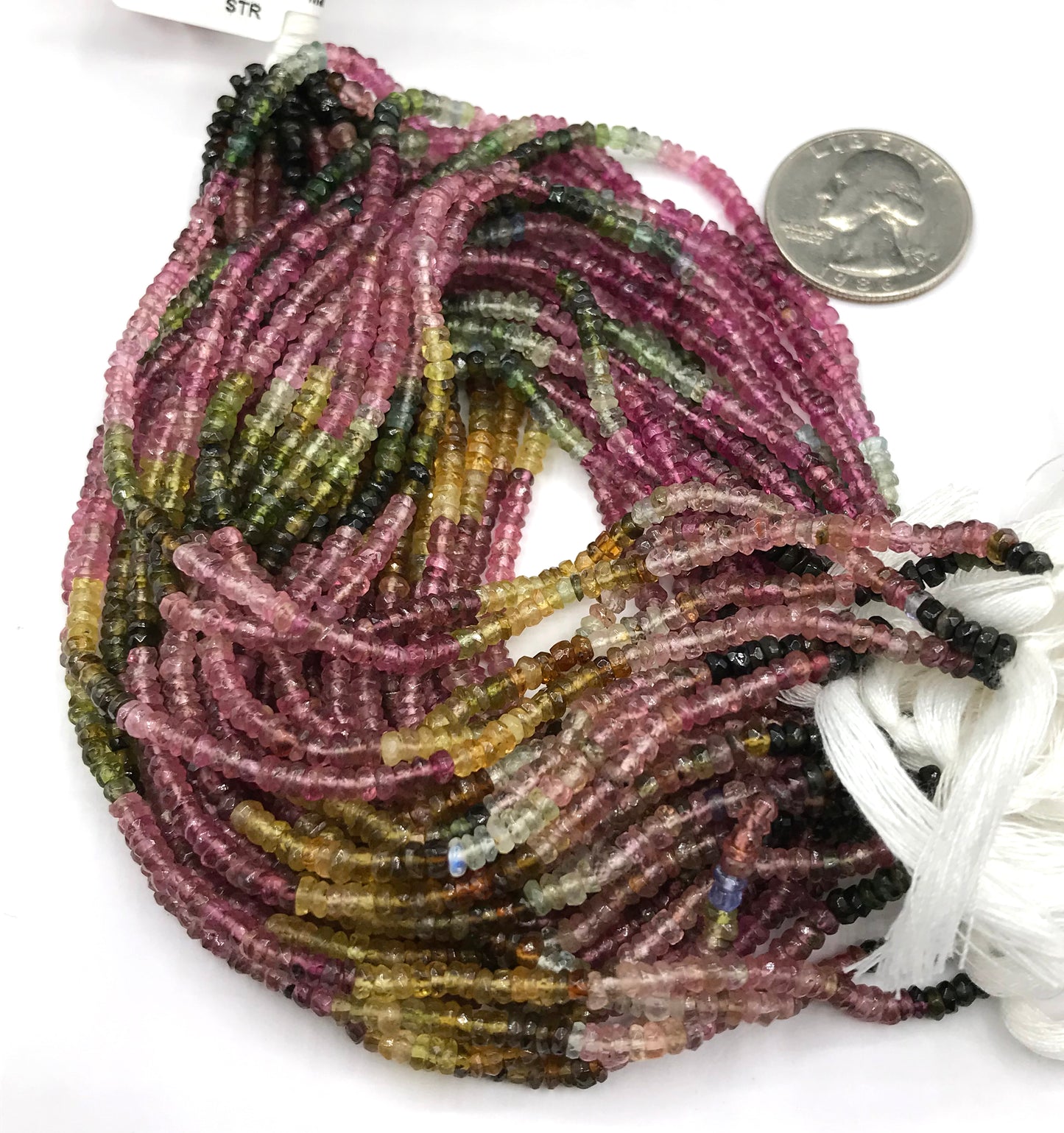 Tourmaline, Multi tourmaline Roundel Beads Facetted 3 mm