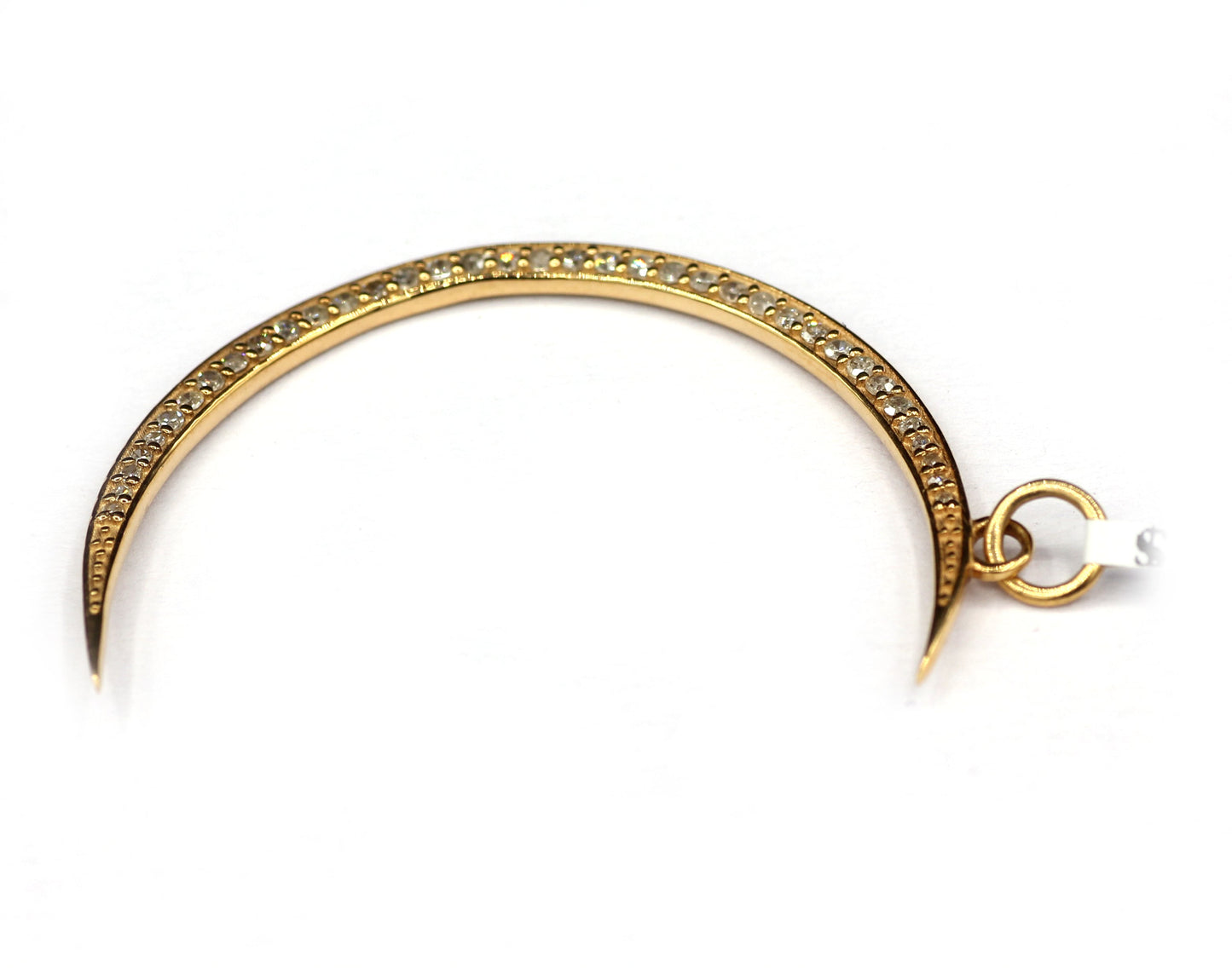 Crescent Moon Shape 14k Solid Gold Diamond Pendants.