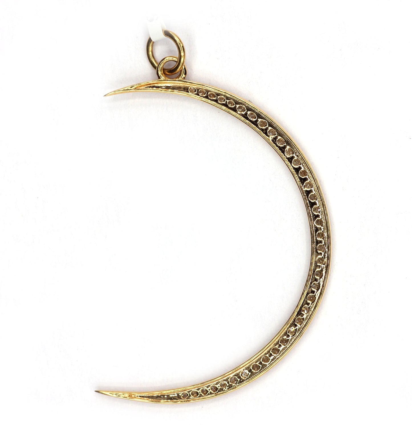 Crescent Moon Shape 14k Solid Gold Diamond Pendants.