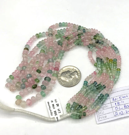 Tourmaline, Multi tourmaline Beads Smooth Rondelle