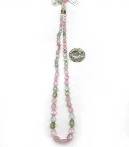 Tourmaline, Multi Tourmaline Beads Smooth Oval.