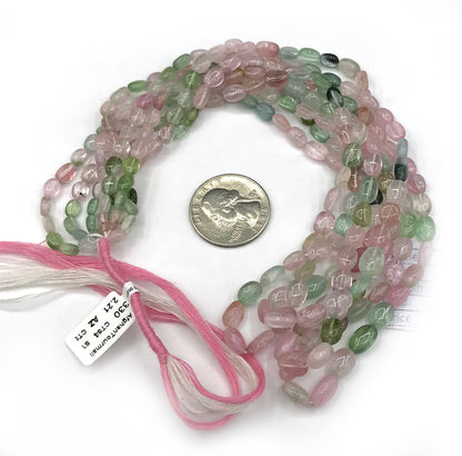 Tourmaline, Multi Tourmaline Beads Smooth Oval.