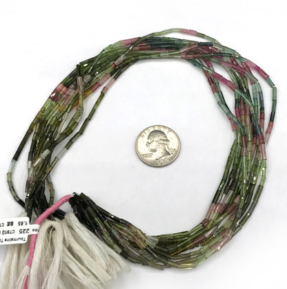 Tourmaline, Multi tourmaline Beads faceted Tube