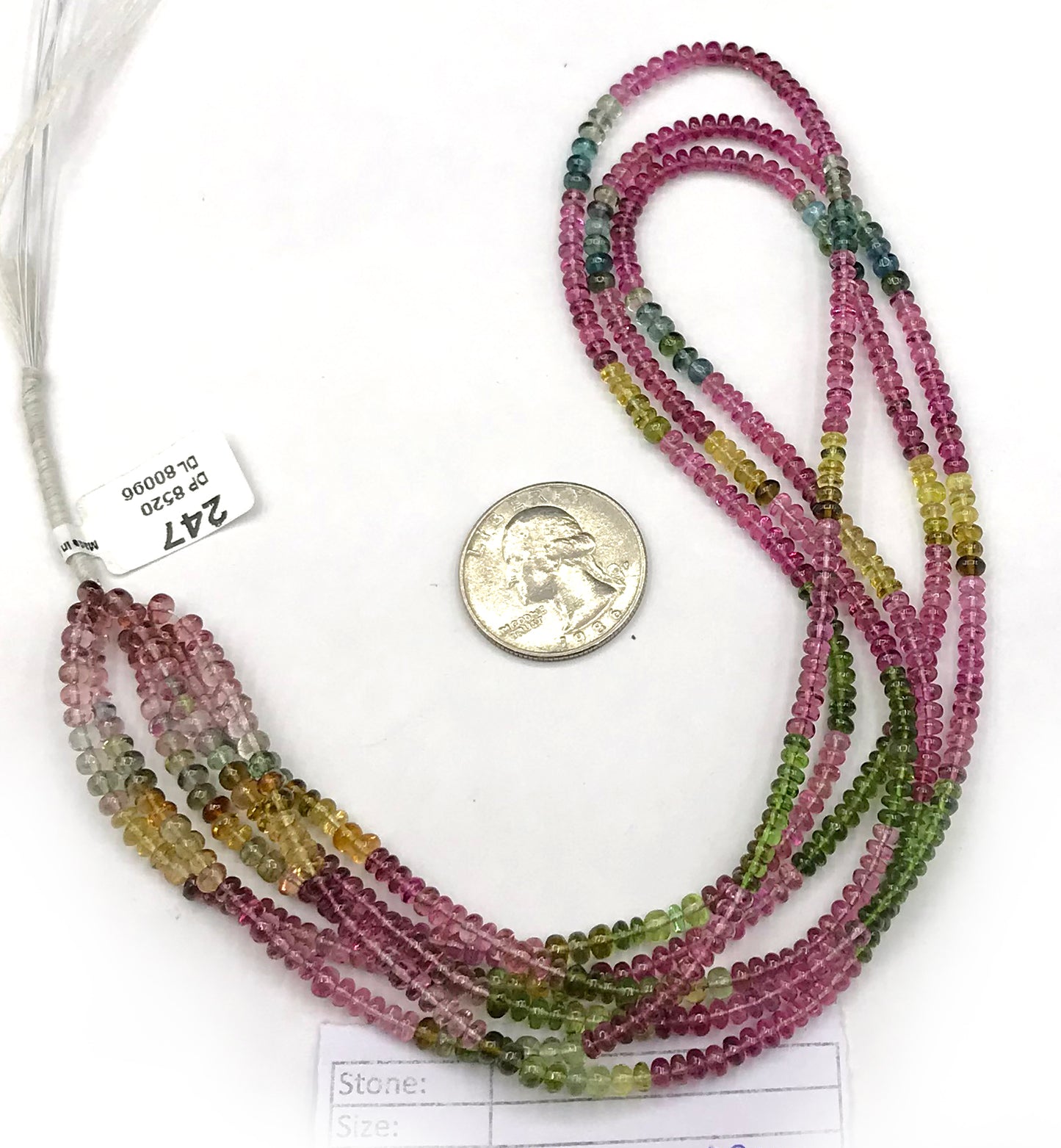 Tourmaline, Multi tourmaline Beads Smooth Rondelle