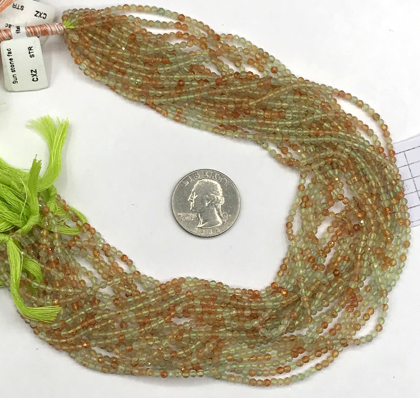 SUN STONE BEADS ROUND FACETED 3-4MM