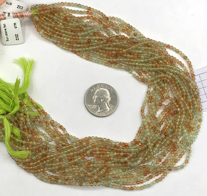 SUN STONE BEADS ROUND FACETED 3-4MM