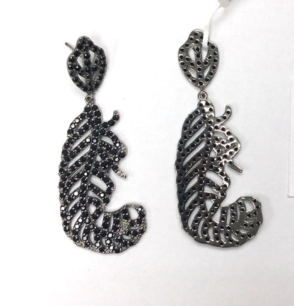 Black Spinel Silver Earring