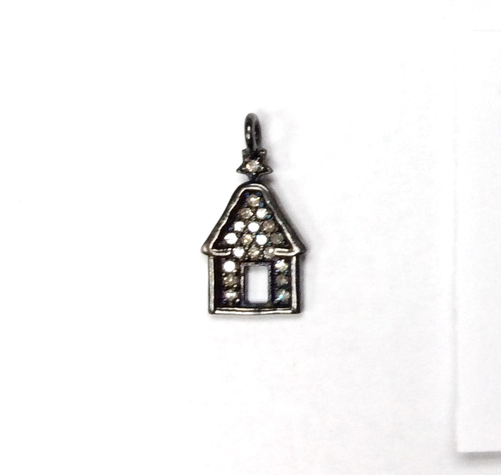 Home Shape Pave Diamond Charm
