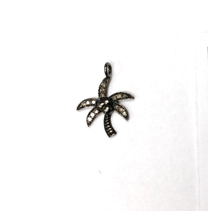 Coconut Tree Shape Pave Diamond Charm