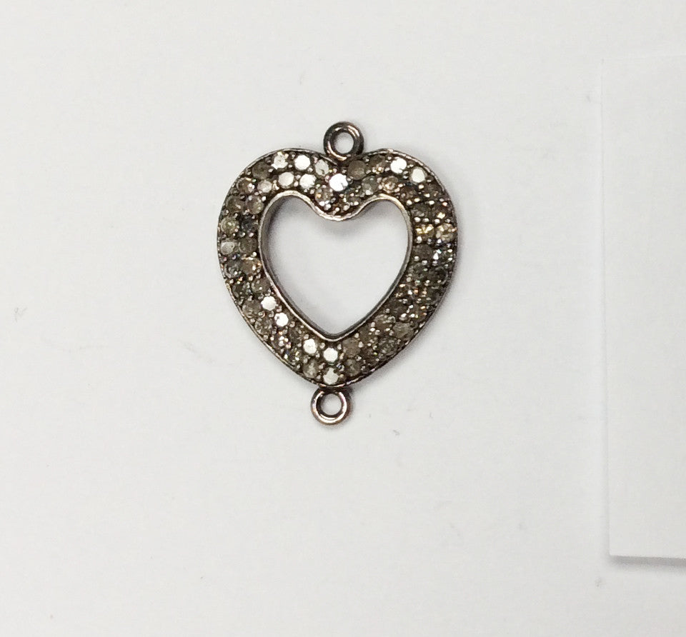 Open Heart  Shape Pave Diamond Charm