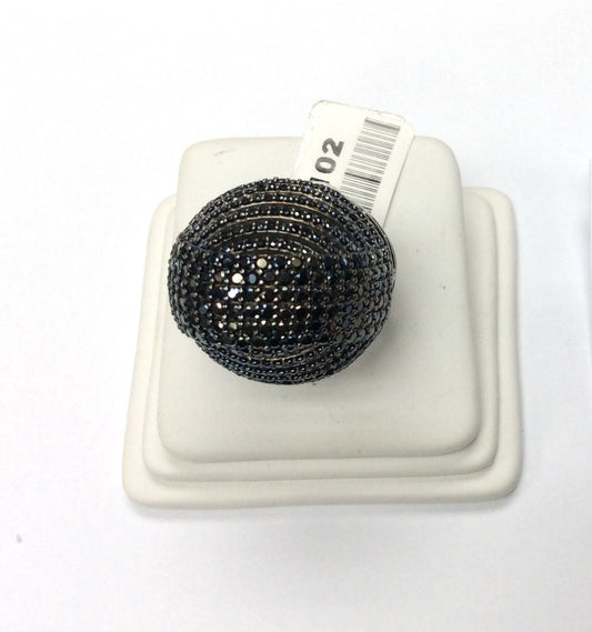 Black Spinel Ring .925 Oxidized Sterling Silver Black Spinal Ring, Genuine handmade pave Black Spinal Ring Size Approx 0.96"(14x23x24 mm)