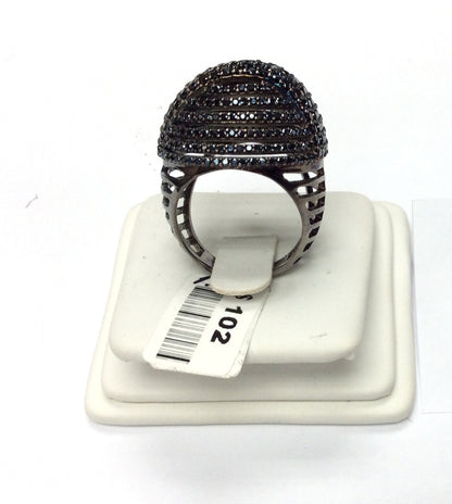 Black Spinel Ring .925 Oxidized Sterling Silver Black Spinal Ring, Genuine handmade pave Black Spinal Ring Size Approx 0.96"(14x23x24 mm)