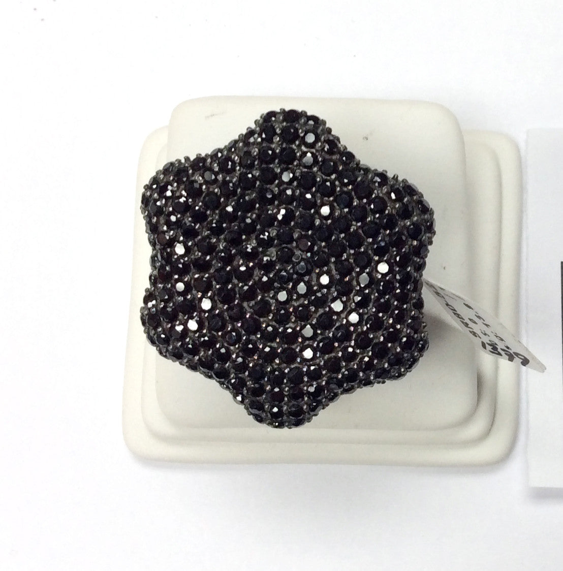 Black Spinel Ring .925 Oxidized Sterling Silver Black Spinal Ring, Genuine handmade pave Black Spinal Ring Size Approx 1.40"(31x35 mm)