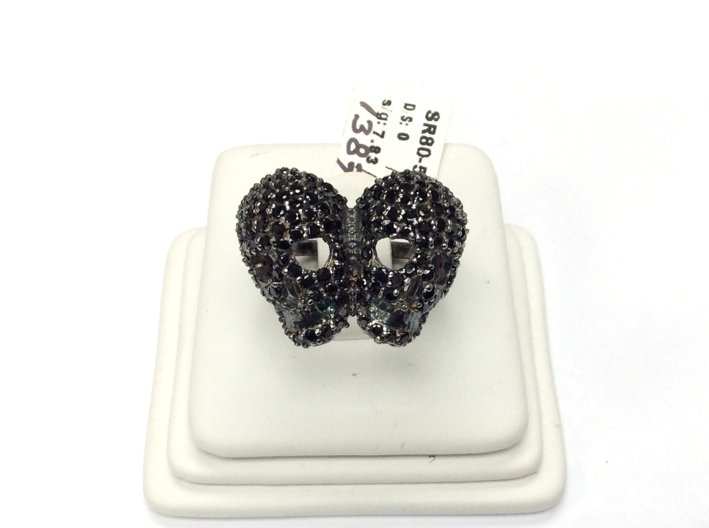 Black Spinel Ring .925 Oxidized Sterling Silver Black Spinal Ring, Genuine handmade pave Black Spinal Ring Size Approx(23x24 mm)