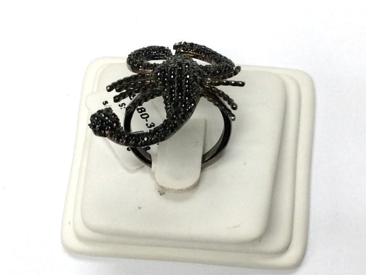 Scorpion Black Spinal Ring .925 Oxidized Sterling Silver Black Spinal Ring, Genuine handmade pave Black Spinal Ring Size Approx (28x36 mm)