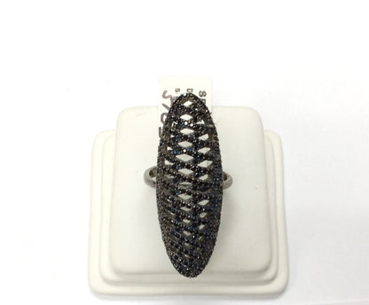 Black Spinel Ring .925 Oxidized Sterling Silver Black Spinal Ring, Genuine handmade pave Black Spinal Ring Size Approx 1.60"(14x40 mm)