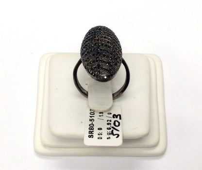 Black Spinel Ring .925 Oxidized Sterling Silver Black Spinal Ring, Genuine handmade pave Black Spinal Ring Size Approx 1.60"(14x40 mm)