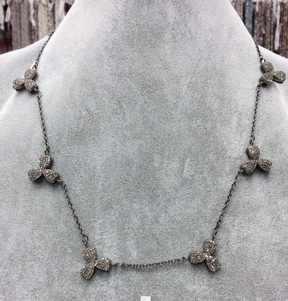 Pave Diamond Pendant .925 Oxidized Sterling Silver Diamond Pendant, Genuine handmade pave diamond Pendant .
