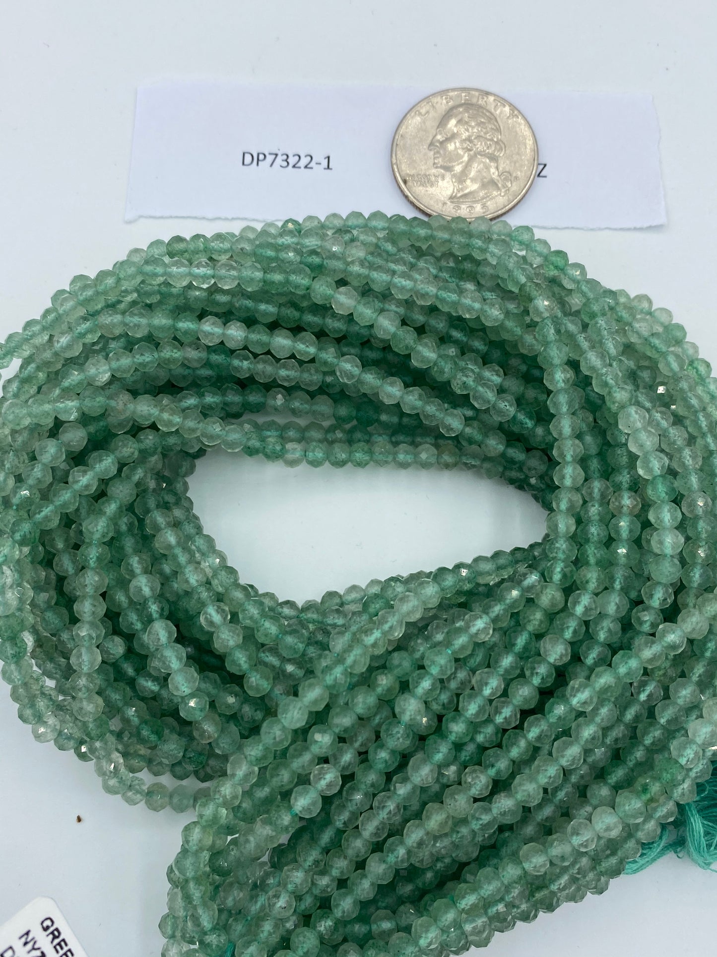 Quartz, GREEN QUARTZ BEADS ROUND FACETED 3-4MM
