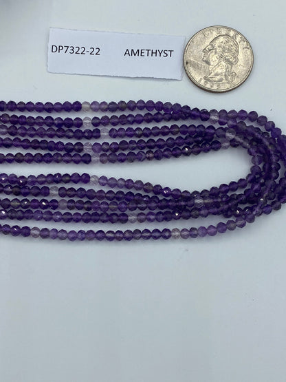 AMETHYST BEADS ROUND FACETED 3-4MM