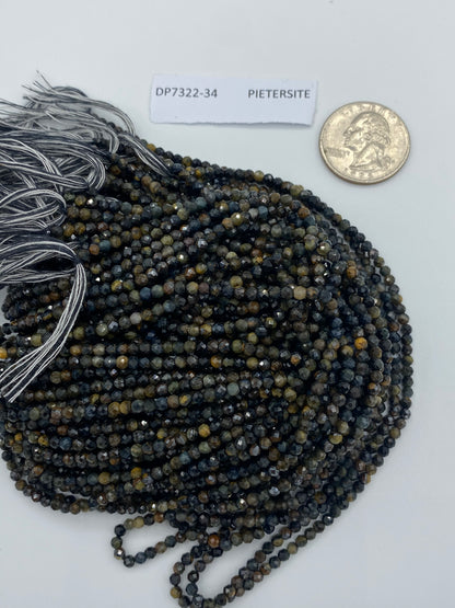 PIETERSITE  BEADS ROUND FACETED 3-4MM