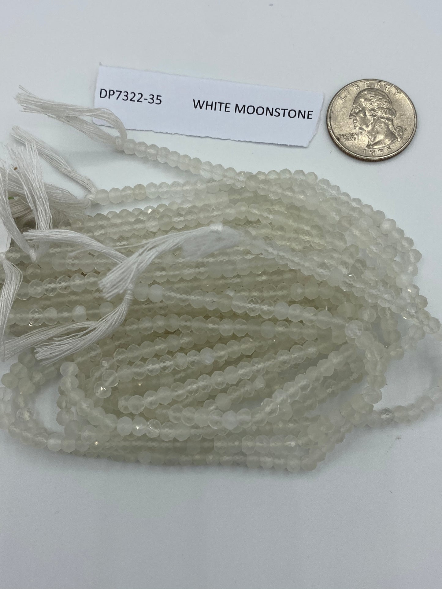 MOONSTONE, WHITE MOONSTONE BEADS ROUND FACETED 3-4MM
