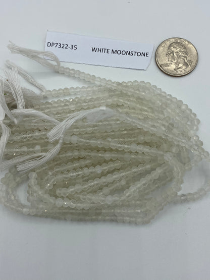 MOONSTONE, WHITE MOONSTONE BEADS ROUND FACETED 3-4MM
