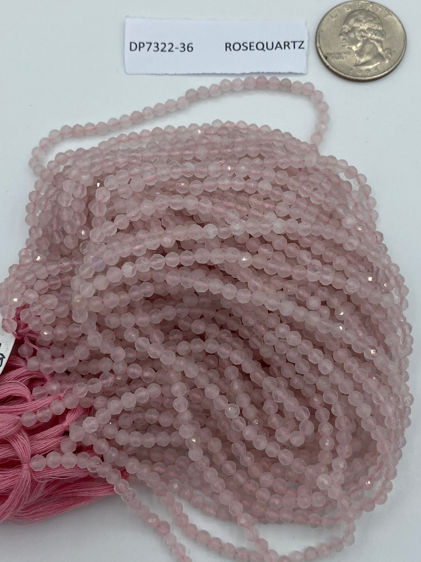 Quartz, ROSEQUARTZ QUARTZ BEADS ROUND FACETED 3-4MM