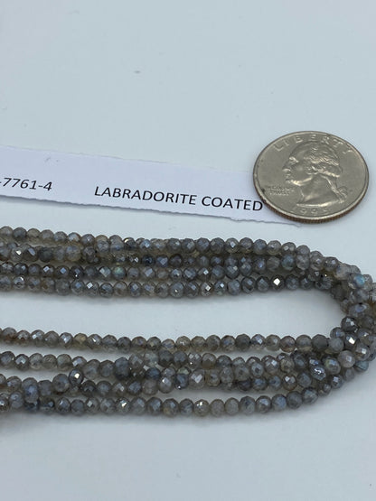 LABRADORITE COATED BEADS ROUND FACETED 3-4MM