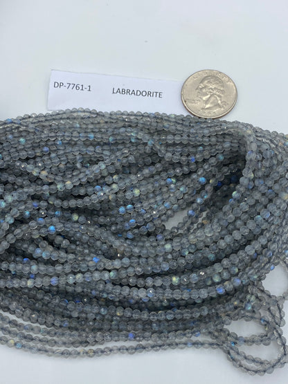 LABRADORITE BEADS ROUND FACETED 3-4MM