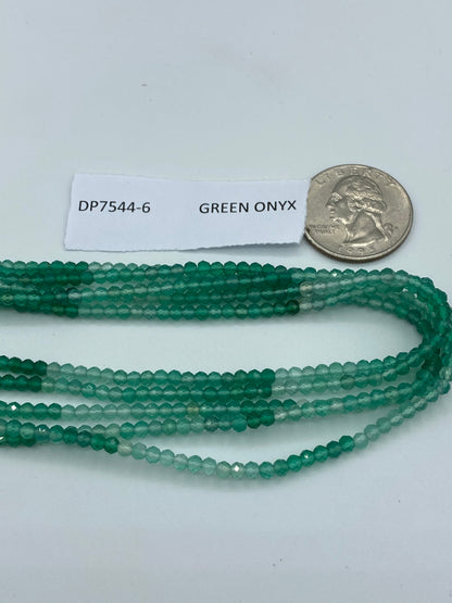 Onyx, GREEN ONYX BEADS ROUND FACETED 3-4MM