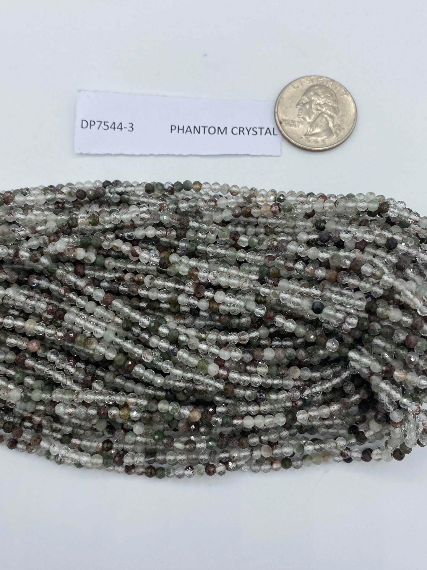 Quartz, PHANTOM CRYSTAL QUARTZ BEADS ROUND FACETED 3-4MM
