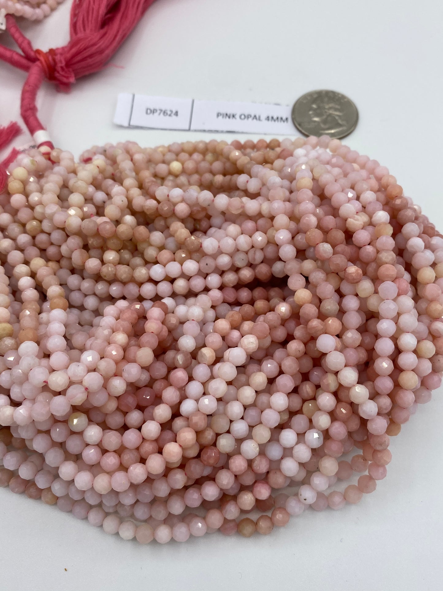 Opal, PINK OPAL BEADS ROUND FACETED 3-4MM