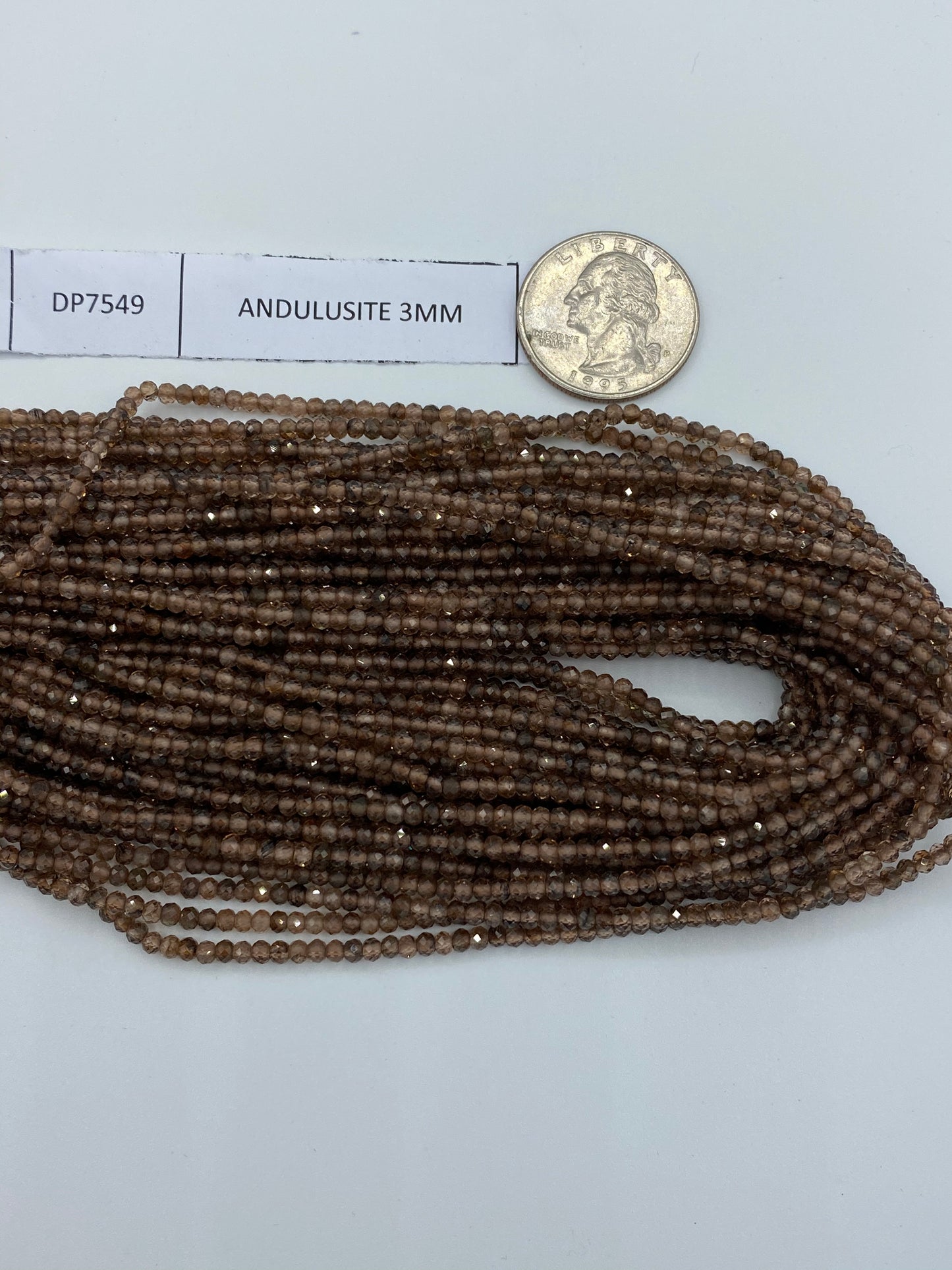 ANDULUSITE BEADS ROUND FACETED 3-4MM