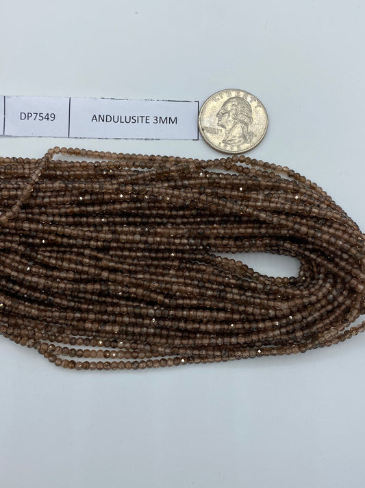 ANDULUSITE BEADS ROUND FACETED 3-4MM