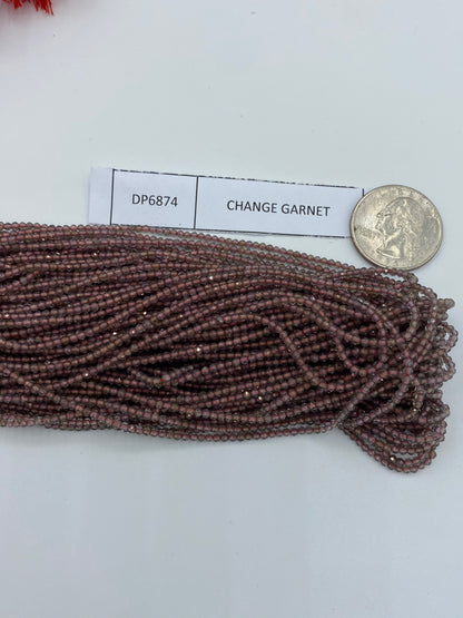 GARNET CHANGE COLOR BEADS ROUND FACETED 3-4MM