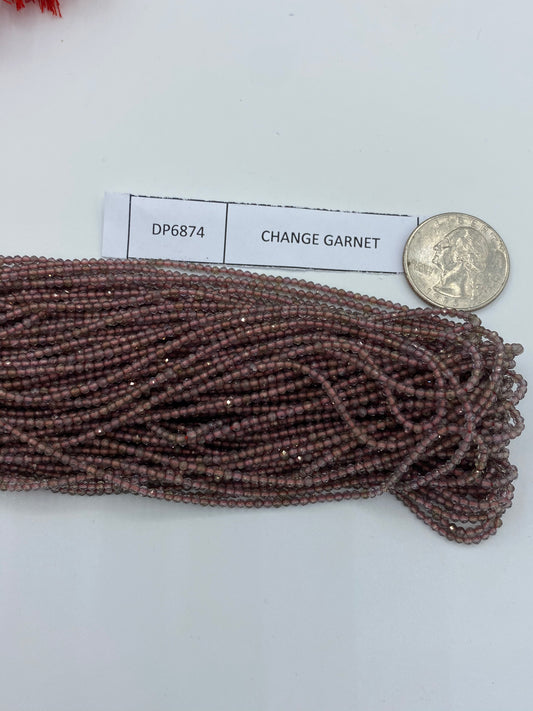 GARNET CHANGE COLOR BEADS ROUND FACETED 3-4MM